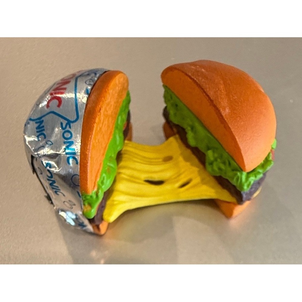 Sonic Drive-In Cheeseburger Cheese Pull Miniature Toy Fast‎ Food Collectible